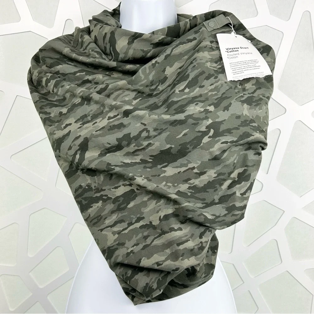 Lululemon Vinyasa Scarf Cotton Evergreen Camo Camouflage Green Multi NWT